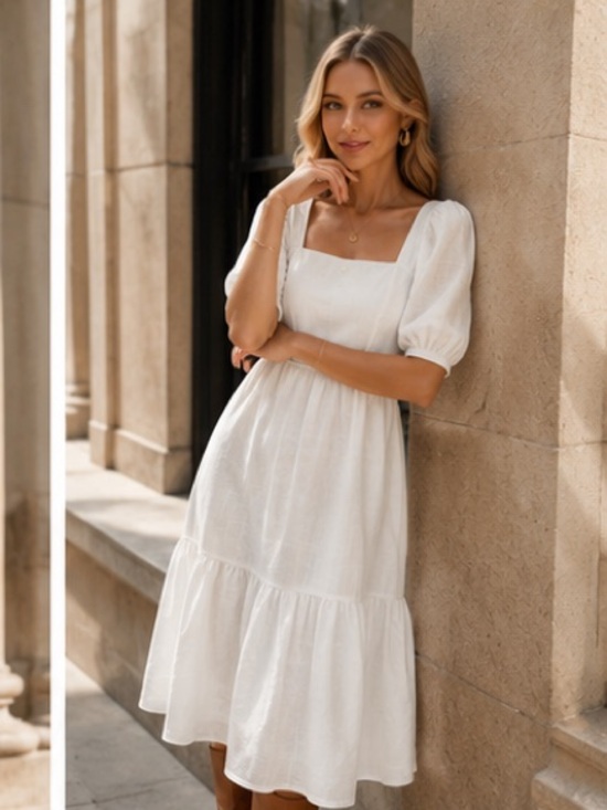 Mango Dresses & Skirts - MNG cotton puffy sleeves dress bloggers fav